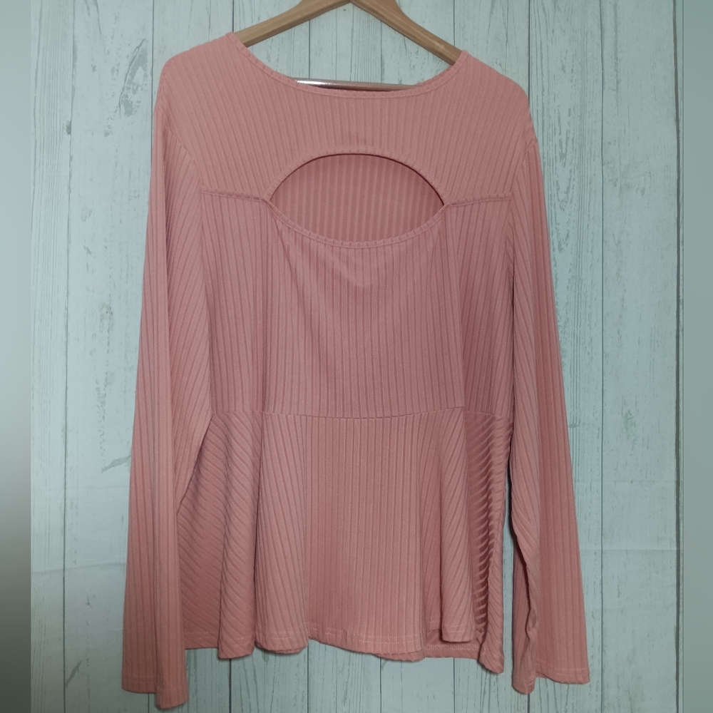 Shein Curve peach ribbed cutout top sz 5x